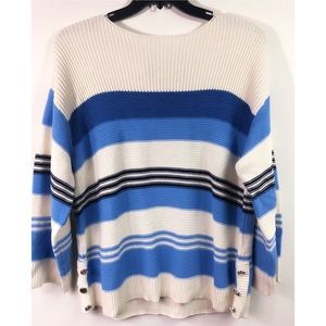 Side Button Stripe Sweater